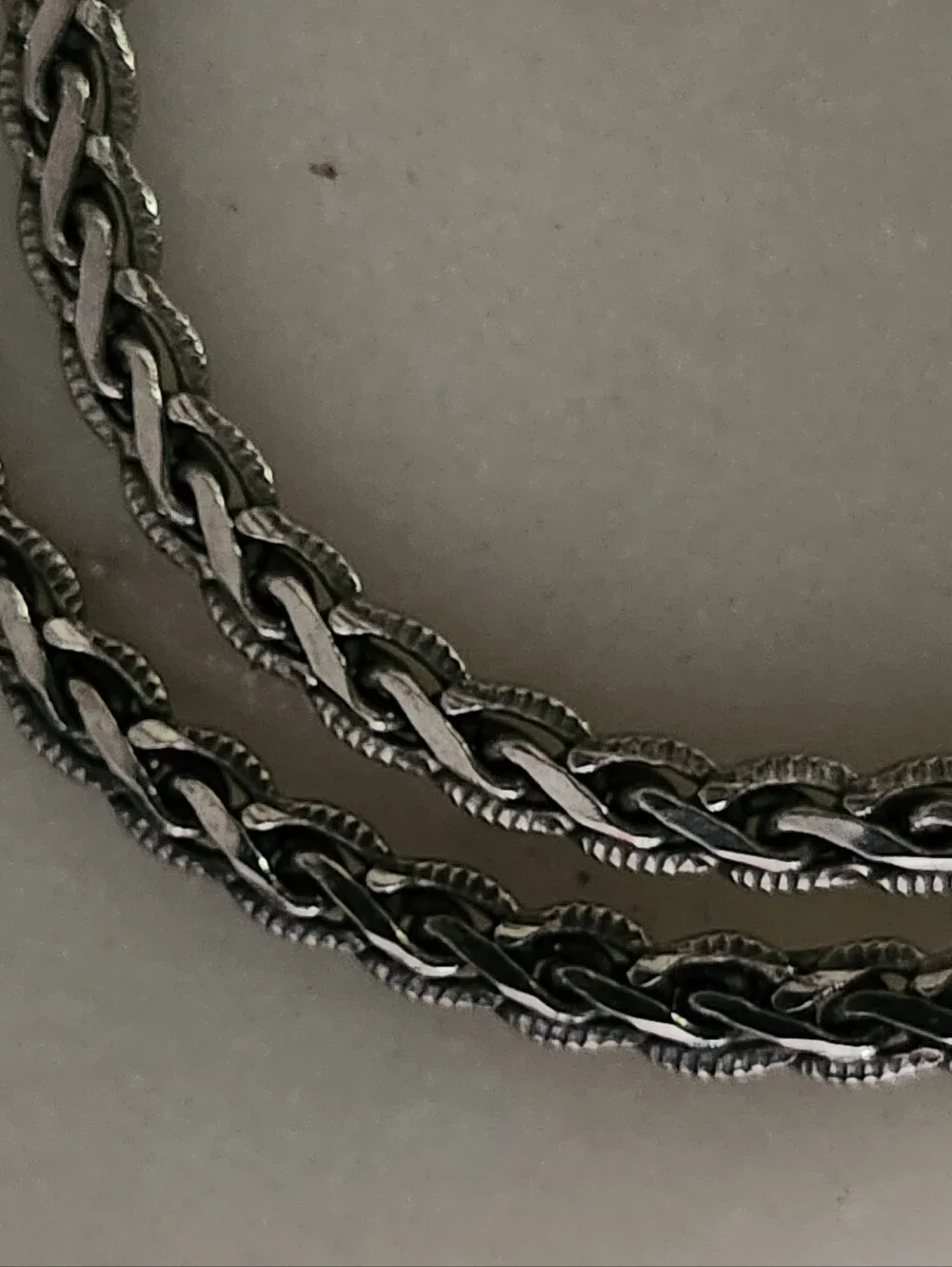 Sterling-Look Twisted Rope Chain Necklace in Silver Tone 24 Inches